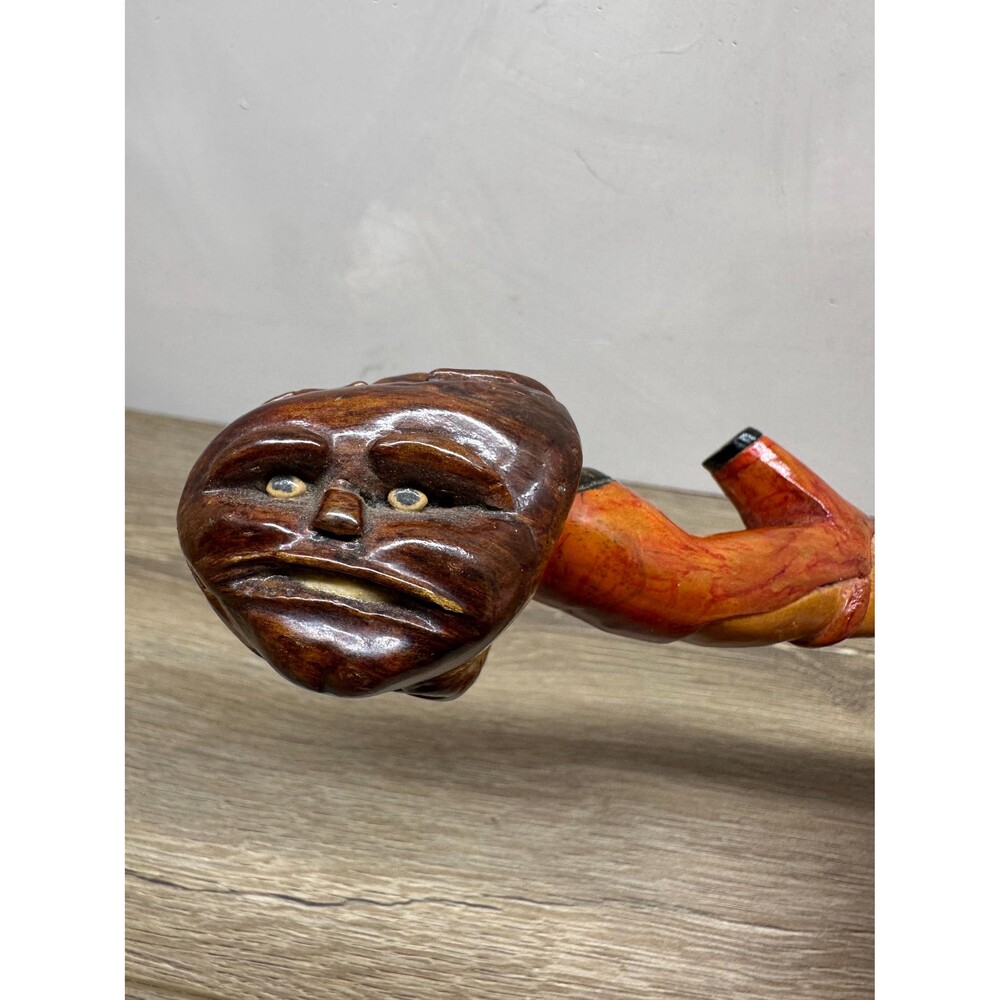 Vintage 1998 Carved Folk Art Ladies Leg Red Heel Burlwood Spirit Faces